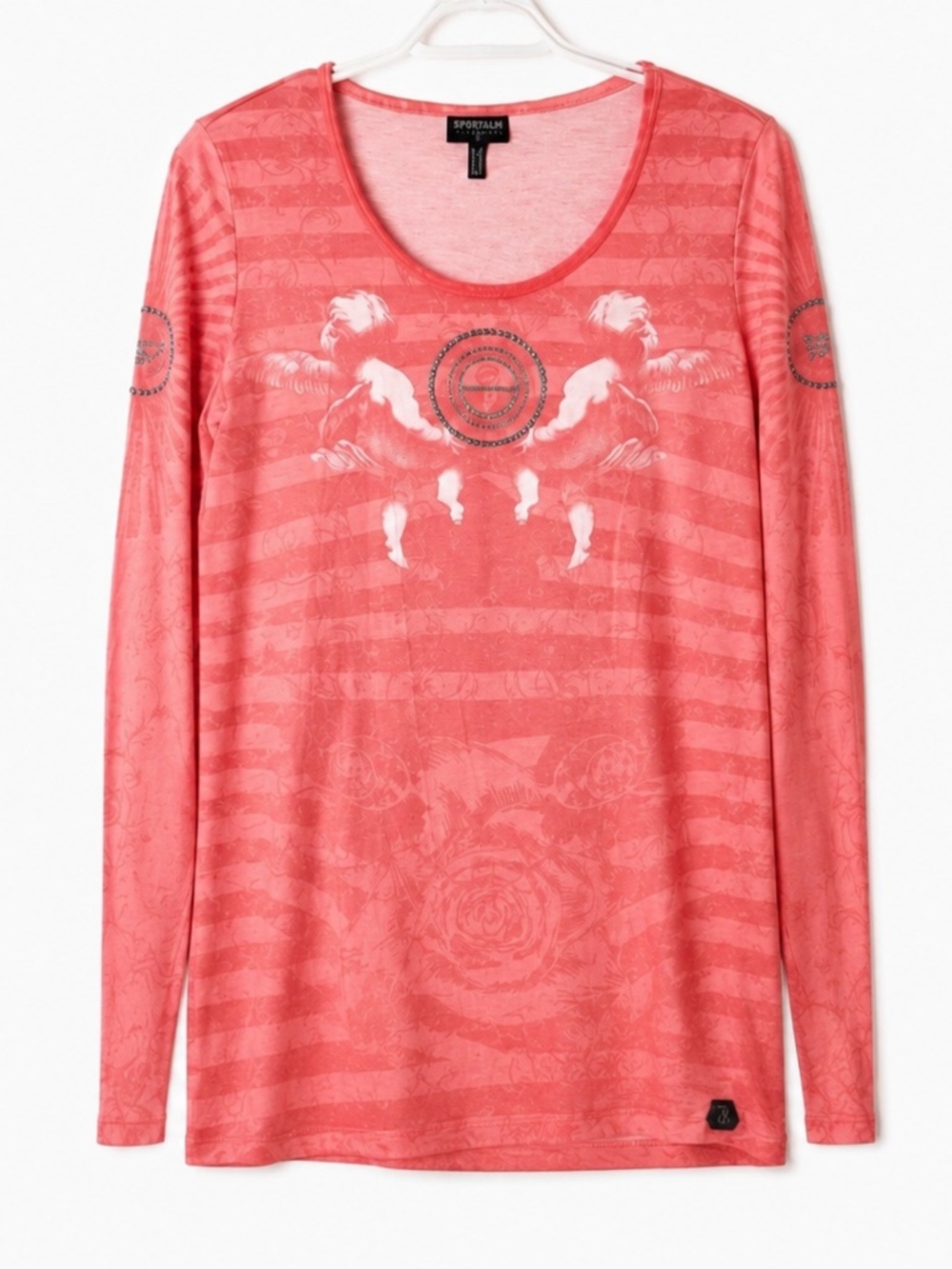 Sportalm Kitzbühel Rhinestone Graphic Long Sleeve Top Coral Size 38 / US 8